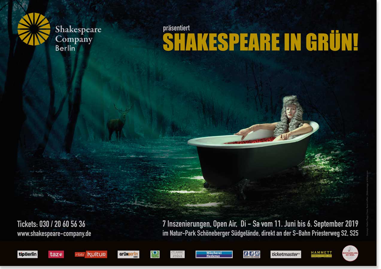 Plakat, "Shakespeare in Grün 2017", Shakespeare Company Berlin